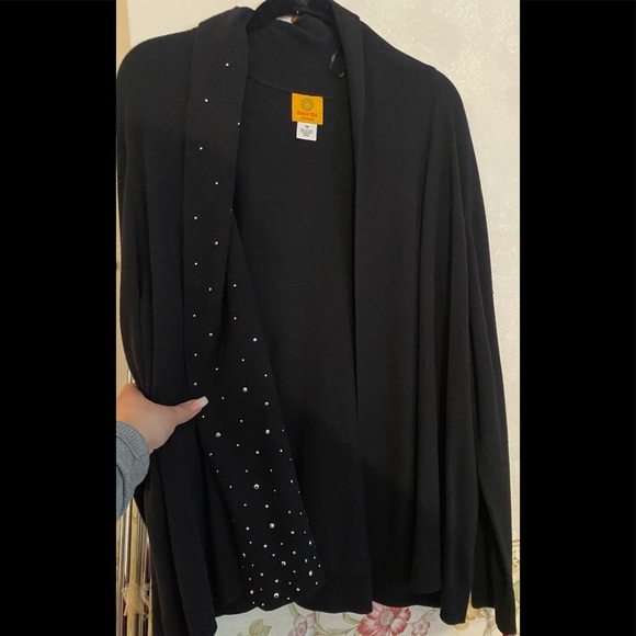 Ruby Rd. Black cardigan with rhinestone accents - Picture 2 of 2